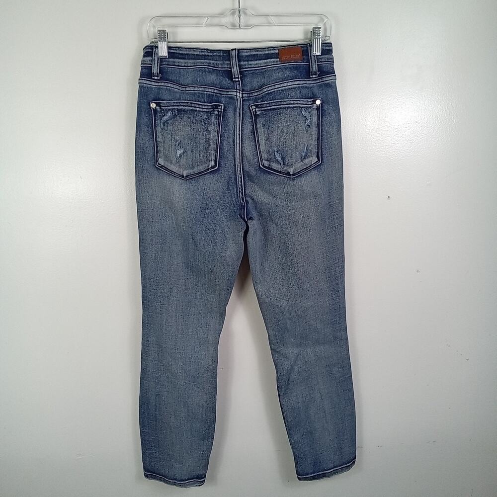 Judy Blue Boyfriend Fit Jeans Women's 7/28 Blue Distressed Destroyed High Rise - Picture 2 of 8